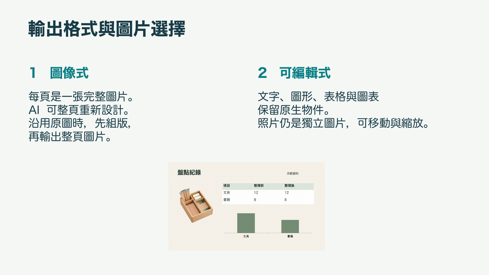 輸出格式與圖片選擇